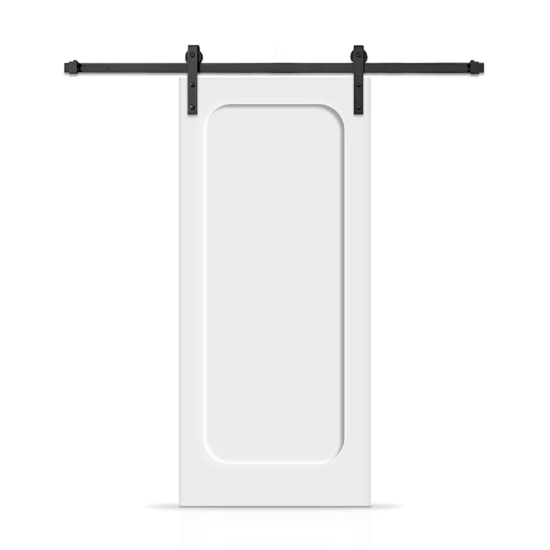 Calhome Curved 1 Panel Shaker Painted Composite Modern Interior Sliding Barn Door with Hardware Kit