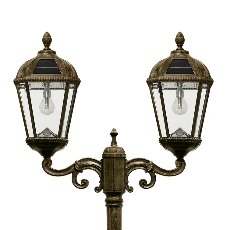 Gama Sonic Royal Brown 2-Light 89" H 300 Lumen Solar Powered Lamp Post (Full)