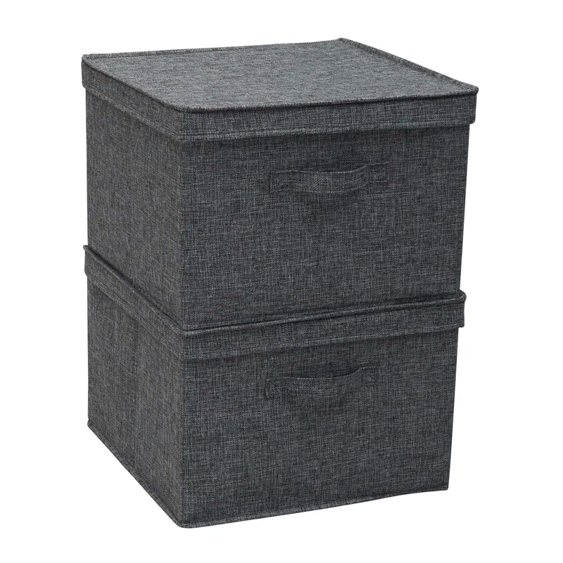 Household Essentials Household Essentials Wide Storage Box Fabric Bin (Set of 2)