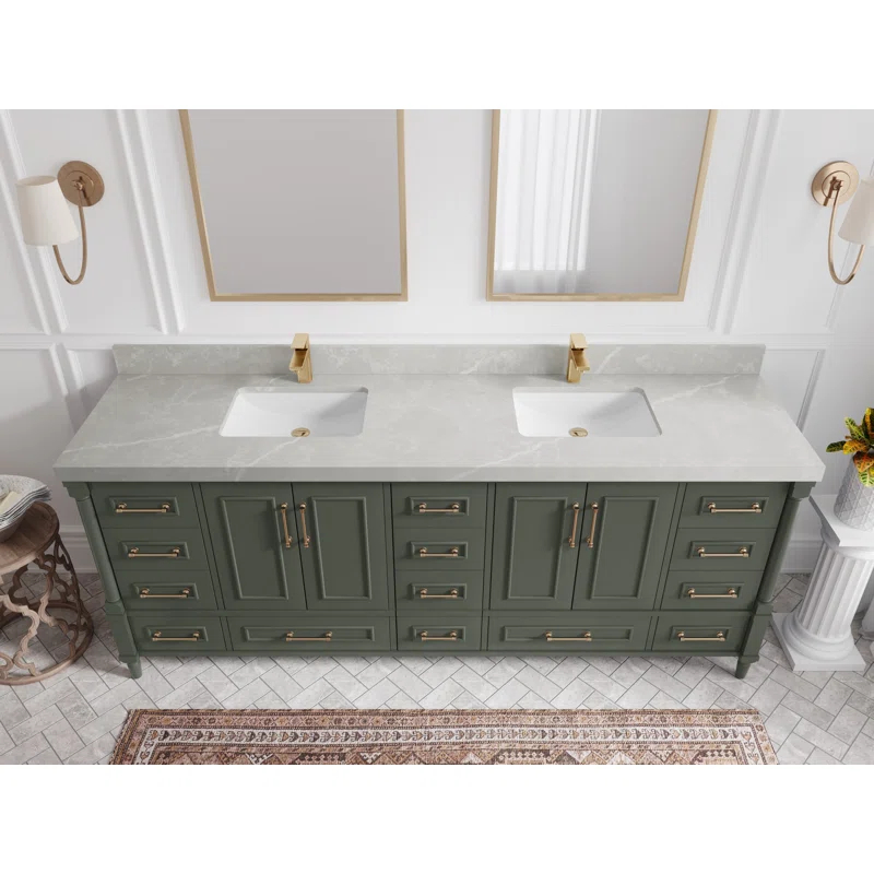 Willow Collections Aberdeen 84'' Double Bathroom Vanity with Quartz Top