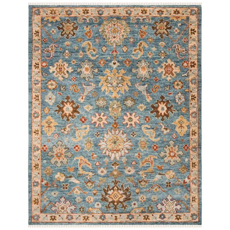 Samarkand SRK113 Hand Knotted Area Rug - Blue - 6'x9' - Safavieh.