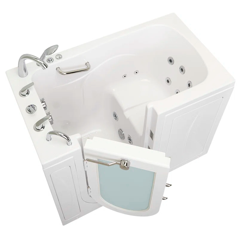 Monaco 32"x52" Acrylic Hydro Massage Walk-In Bathtub, 5 Piece Fast Fill Faucet, 2" Dual Drain