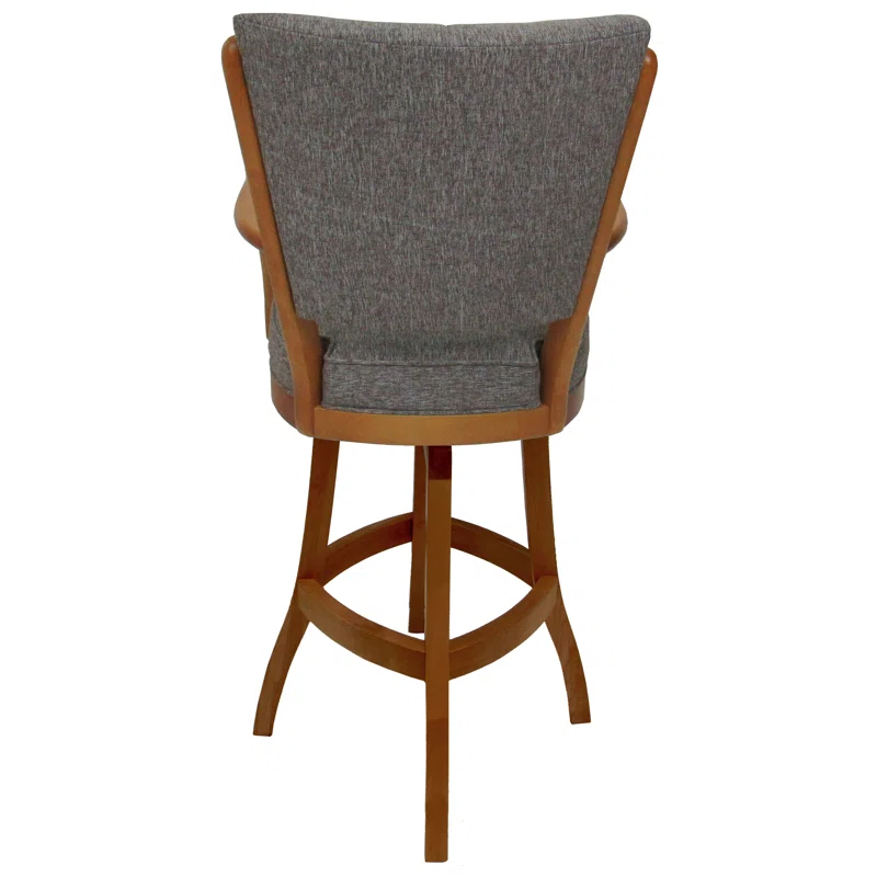 Tobias Designs Custom Wood Bar Stools Swivel Upholstered Counter Stool with Solid Wood Frame