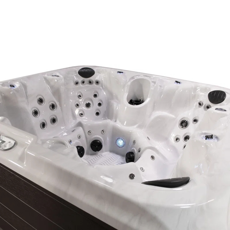 Grand Banks 6-Person 81-Jet Non-Lounger Hot Tub Spa with 3 Pumps, LED Lighting, Stainless Steel Heater and Ozonator, Insulated Cover Included and Steps Included