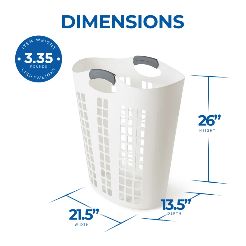 Gracious Living Plastic Laundry Hamper with Handles