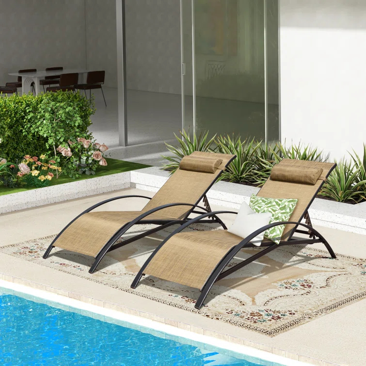 EROMMY Erommy Outdoor Metal Chaise Lounge Set (Set of 2)