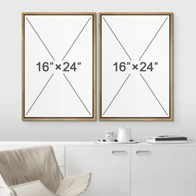 Mid Century Modern Boho Green Yellow Bright Plant Art Framed Canvas 2 Pieces Print  Wall Art Set