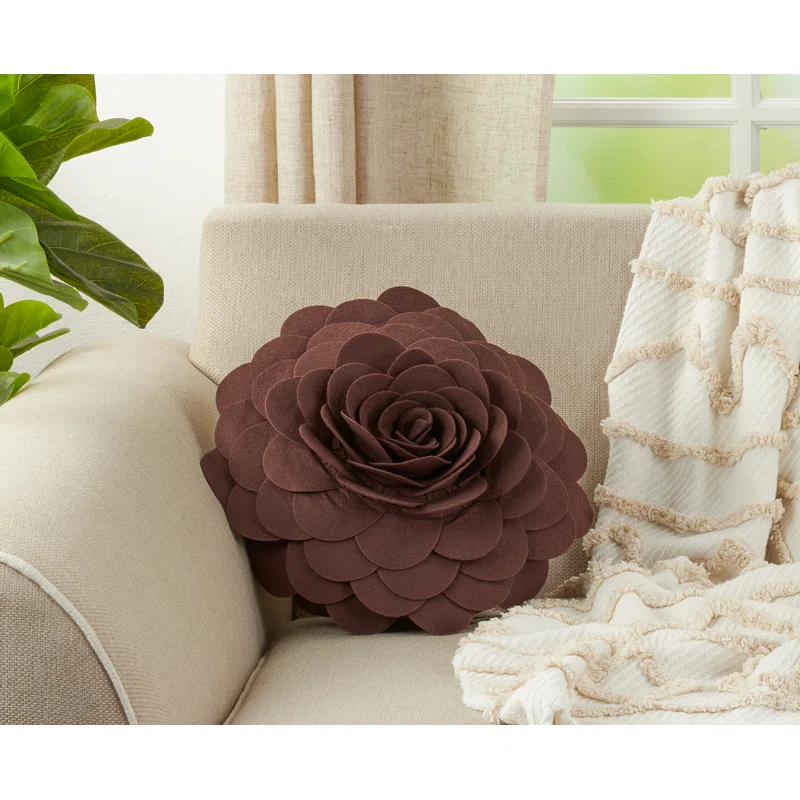 Saro Felt Collection Appliqued Felt Throw Pillow