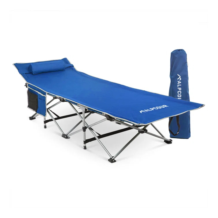 Alpcour Alpcour Folding Camping Cot - Compact Single Person Bed with Pillow for Indoor & Outdoor Use