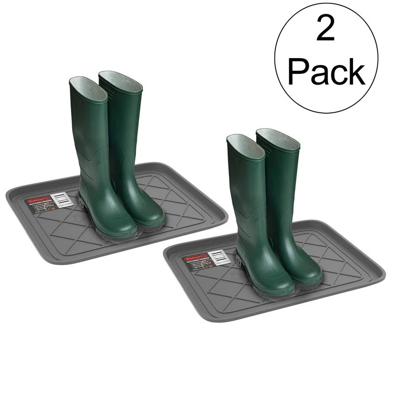 Stalwart All Weather Boot Tray – Water Resistant Plastic Utility Diamond Pattern Shoe Mat – Indoor or Outdoor Doormats for All Season Use by Stalwart (Set of 2)