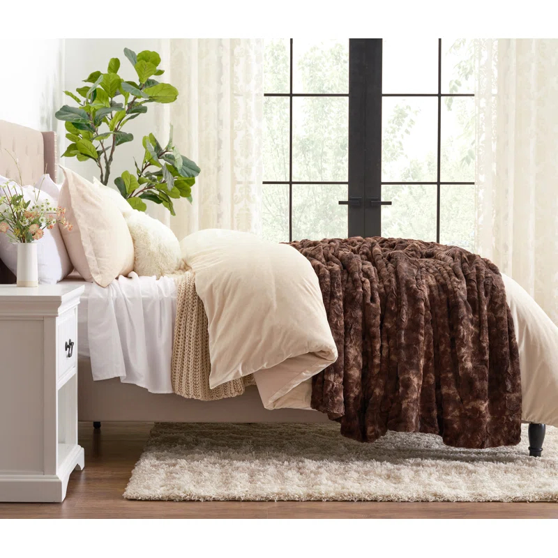 Chanasya Double Sided Wolf Oversized Faux Fur Wolf Blanket