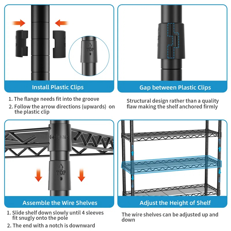 Heavy Duty Rolling Garment Rack - 3-Tier Adjustable Wire Shelving