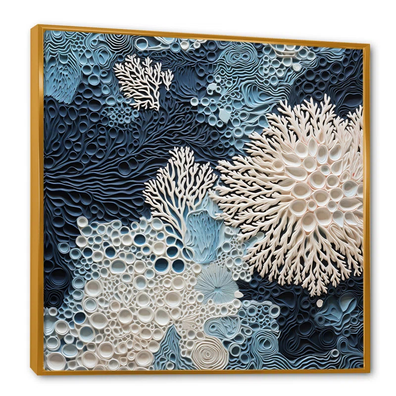 Design Art " Under Water Blue And White Corals Collage "