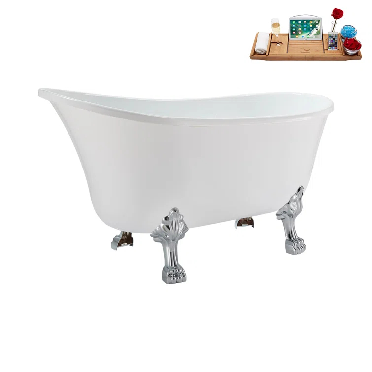 Streamline Bath 51.2'' x 25.6'' Freestanding Soaking Acrylic Bathtub N373CH-IN-CH