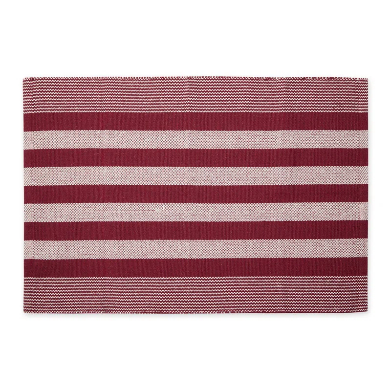 Design Imports CABANA STRIPE - BARN RED - 2 X 3 FT