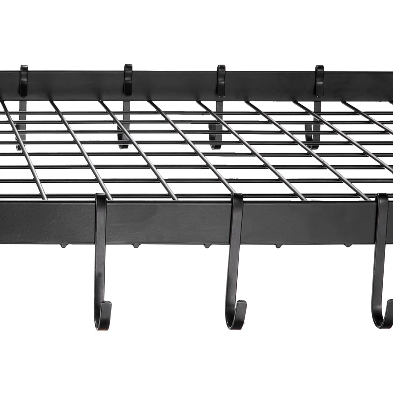 Prep & Savour Hanging Pot Rack, Hanging Pot Rack Ceiling Mount, Ceiling Pot Rack with 12 S Hooks
