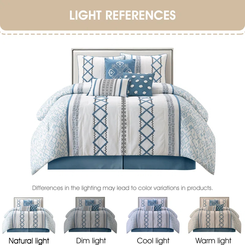 Nanshing America, Inc Anthony Microfiber 7 Piece Comforter Set