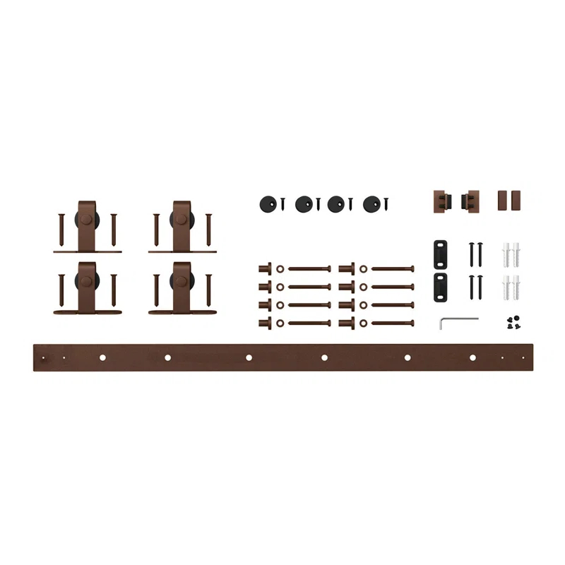 Architectural Products by Outwater L.L.C. Solid Steel Mini Sliding Rolling Barn Door Hardware Kit for Double Wood Doors