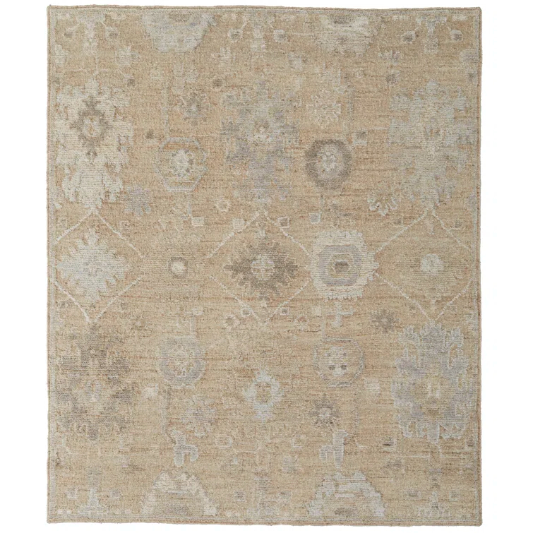 Feizy Graffon Transicional Floral y Botánico, Bronceado/gris/marfil, Muestra de 1'6" x 1'6" Resistente a las Manchas, Alfombra de Diseño Artesanal Agradable para Niños de Fácil Cuidado para Sala de Estar, Comedor y Dormitorio