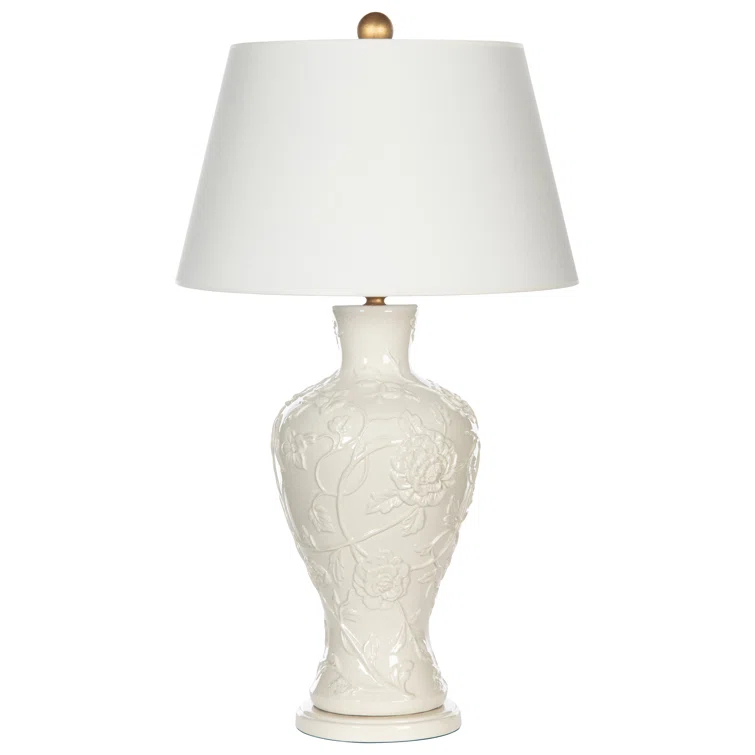 Bradburn Home Crysanthemum Blanc Ceramic Table Lamp