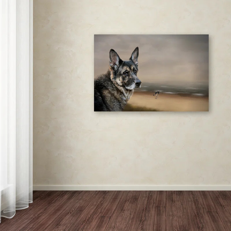 Trademark Fine Art Jai Johnson " German Shepherd Dreaming Of The Beach " by Jai Johnson
