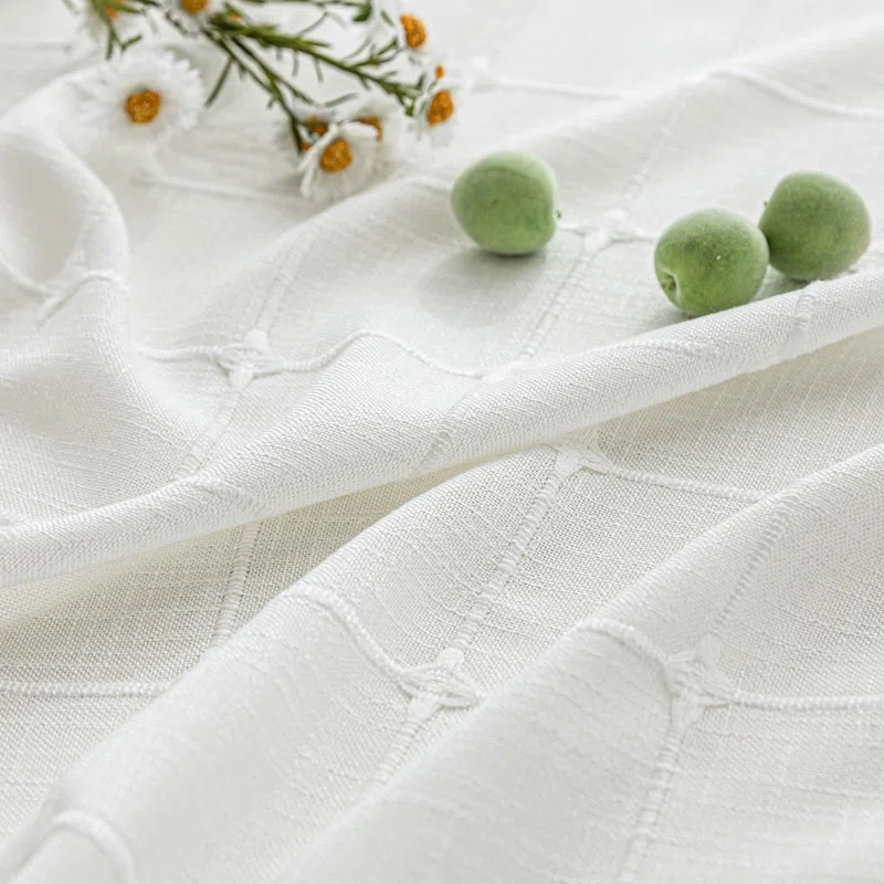 Hokku Designs Farmhouse Shower Curtain With Snap-In Liner,No Hooks Needed,Boho Fabric Shower Curtains With Tassels For Rustic Neutral Bathroom Decor,With Magnets,Water Repellent&Machine Washable,White,71X74inch