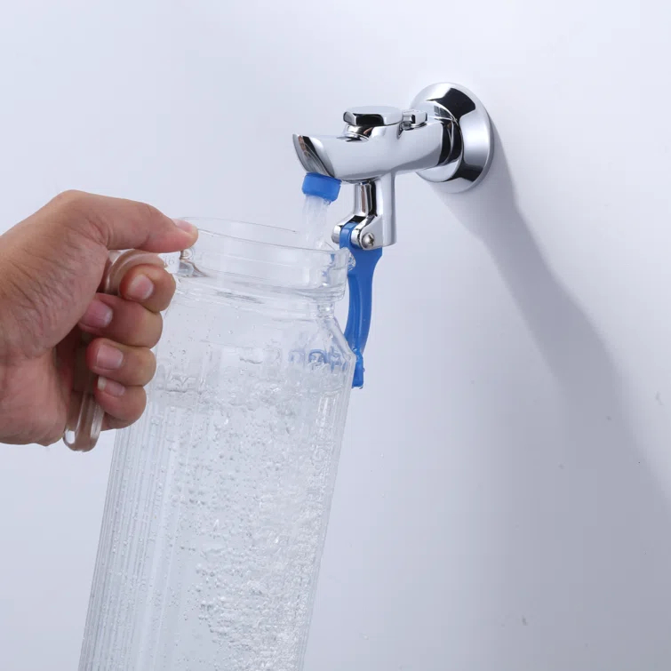 ARCORA Brass Commercial Wall Mounted Pot Filler Faucet, Push-Back Water Bottle Filling Station Female Inlet AR42033C-F