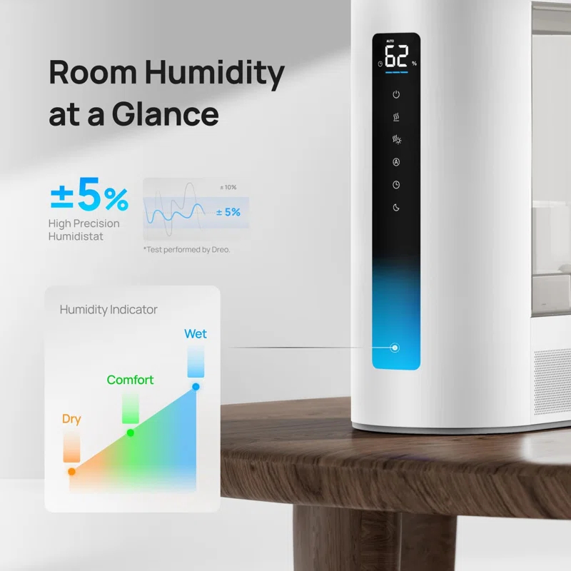 BEACHWATER POOL & SPA, LLC 6L Humidifier Large Room, Warm & Cool Mist Humidifiers For Bedroom, 60H Runtime, 12H Timer, Top Fill, Oil Diffuser, Humidity Indicator Light, Baby, Plants, Easy Clean