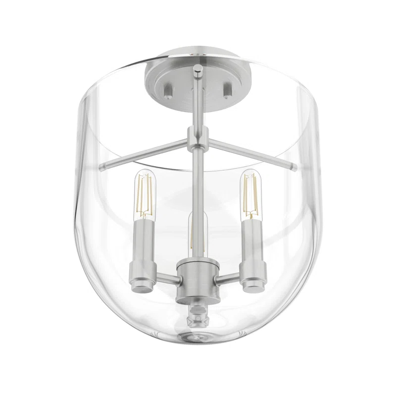 Hunter Sacha Natural Iron 3 Light Flush Mount Ceiling Light Fixture
