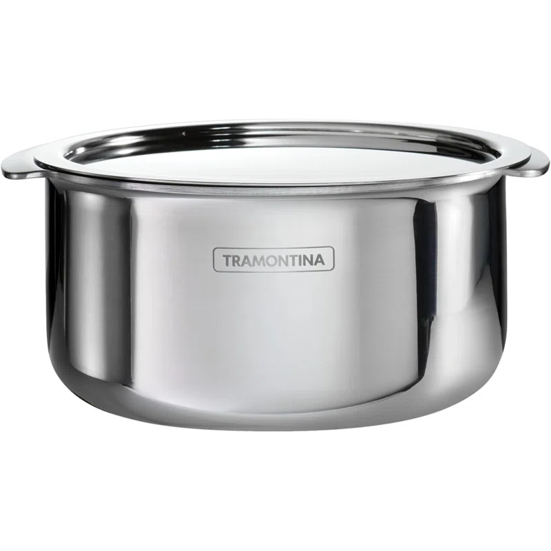 Tramontina Tramontina Utsava Tri-Ply Clad Stainless Steel Tope with Lid, Patila Pot for Indian Cooking