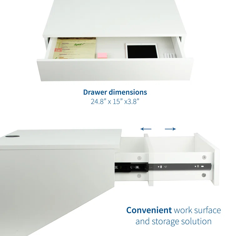Vivo VIVO White Floating Wall Mounted Storage Shelf, Desk Drawer, DESK-SF01W