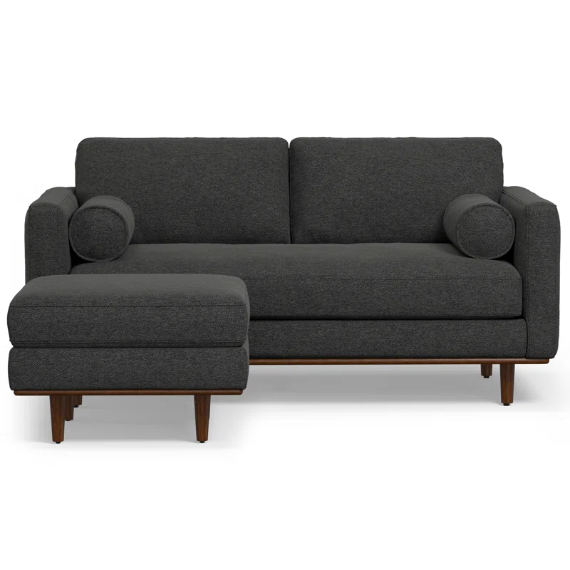 Simpli Home Morrison  Sofa and Ottoman Set in Woven-Blend Fabric