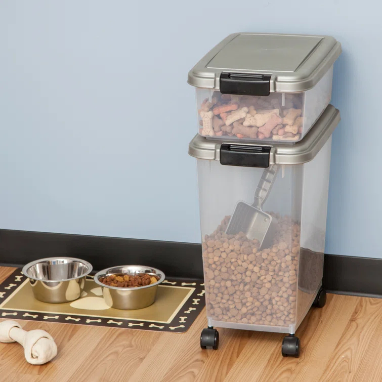 Zoey Tails 35 Lbs. WeatherPro Airtight Stackable Pet Food Storage Container Combo with Scoop & Treat Box