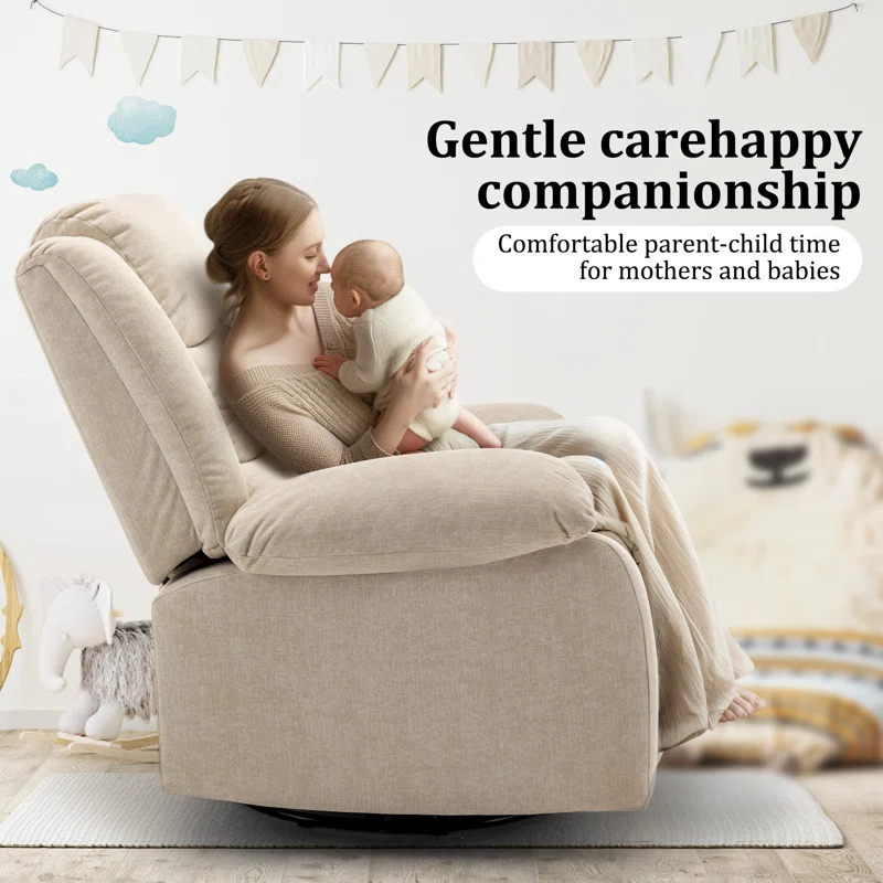 Ebern Designs Ellisse Recliner Chair, Wide Rocker Chair, Rocking Chair with Massage and Heat, 360°Swivel Rocking Chairs, Oversized Recliner for Adult