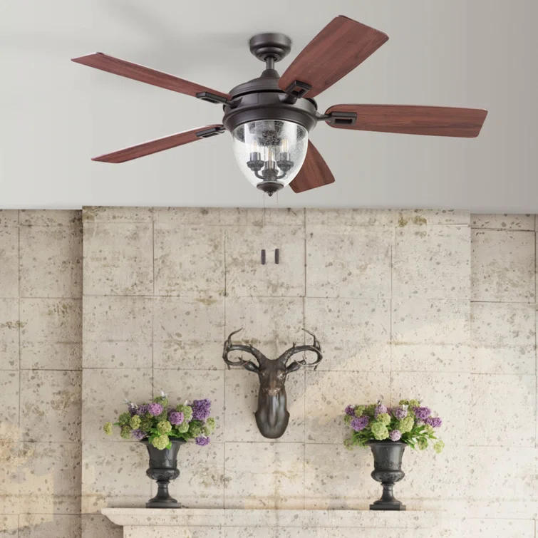 Honeywell 52" Glencrest 5 - Blade Standard Ceiling Fan with Pull Chain and Light Kit Included