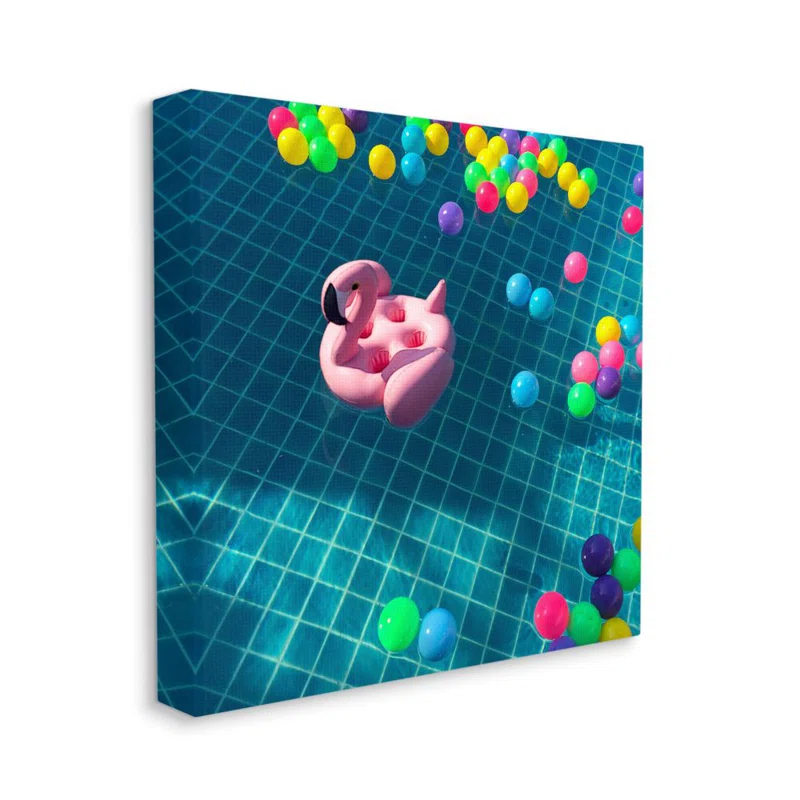 Stupell Industries " Poolside Pink Flamingo Floatie Water Summer Fun " by Ziwei Li