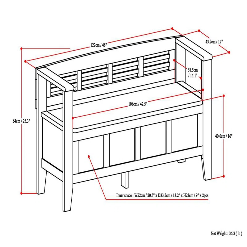 Simpli Home Adams Solid Wood Entryway Lift Top Storage Bench