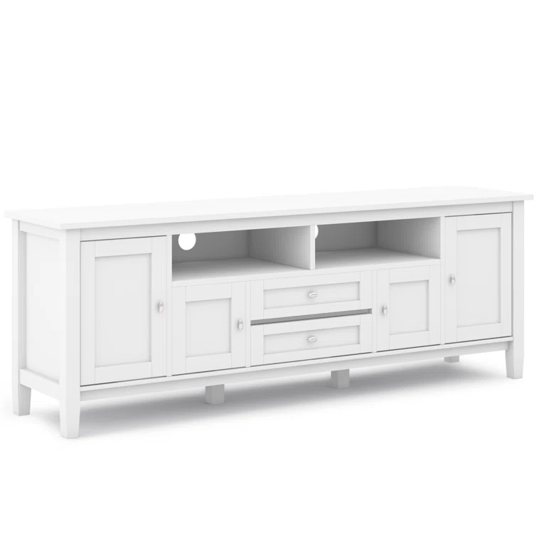 Simpli Home Warm Shaker 72"W Solid Wood TV Stand for TVs up to 80" with 4 Storage Cabinets and 2 Drawers