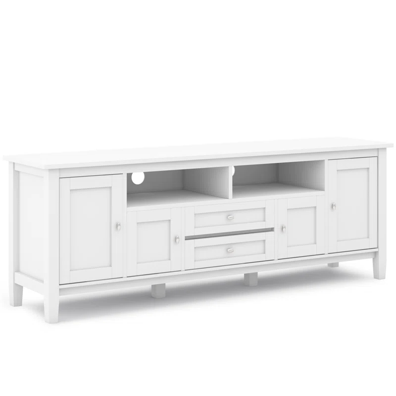 Simpli Home Warm Shaker 72"W Solid Wood TV Stand for TVs up to 80" with 4 Storage Cabinets and 2 Drawers