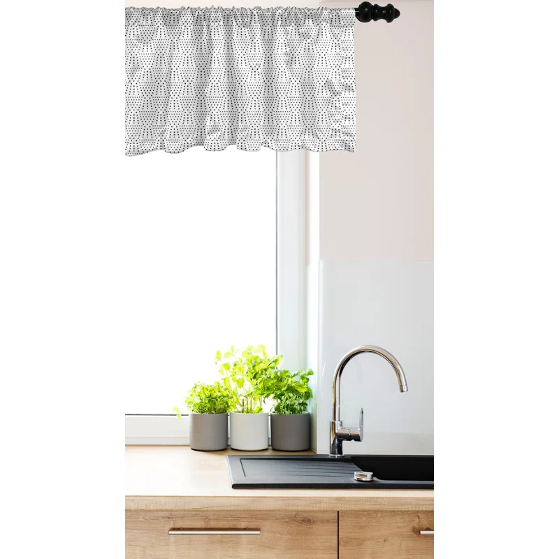 Ambesonne Black and White Valance Pack of 2 Modernistic Dotwork Black and White