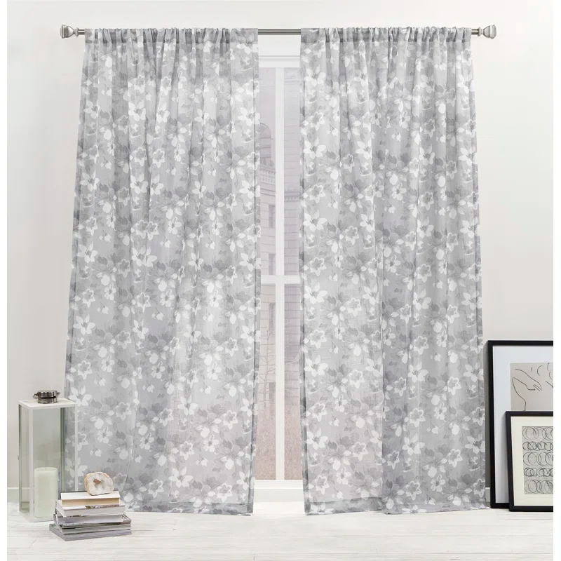 Nicole Miller Nicole Miller New York Dara Light Filtering, Semi Sheer Rod Pocket Curtain Panels (Set of 2)