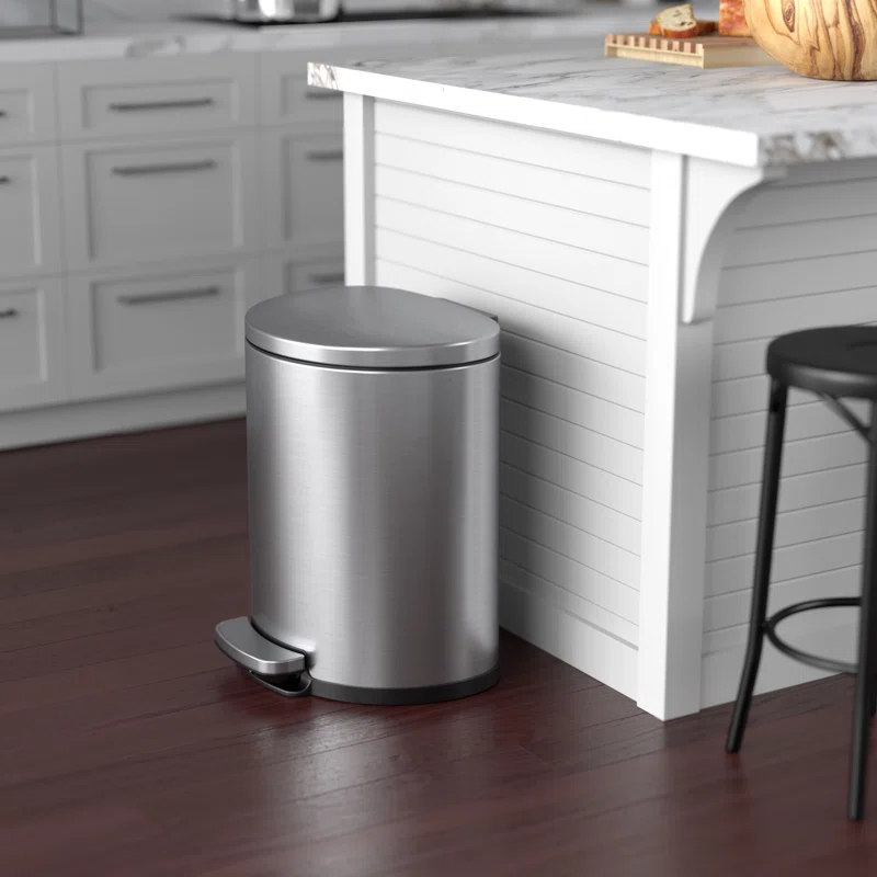 Itouchless Softstep 5 Gallon Stainless Steel Step Trash Can With Odor Filter 19 L Bathroom, Kitchen, Home Office Pedal Garbage Bin, Removable Bucket