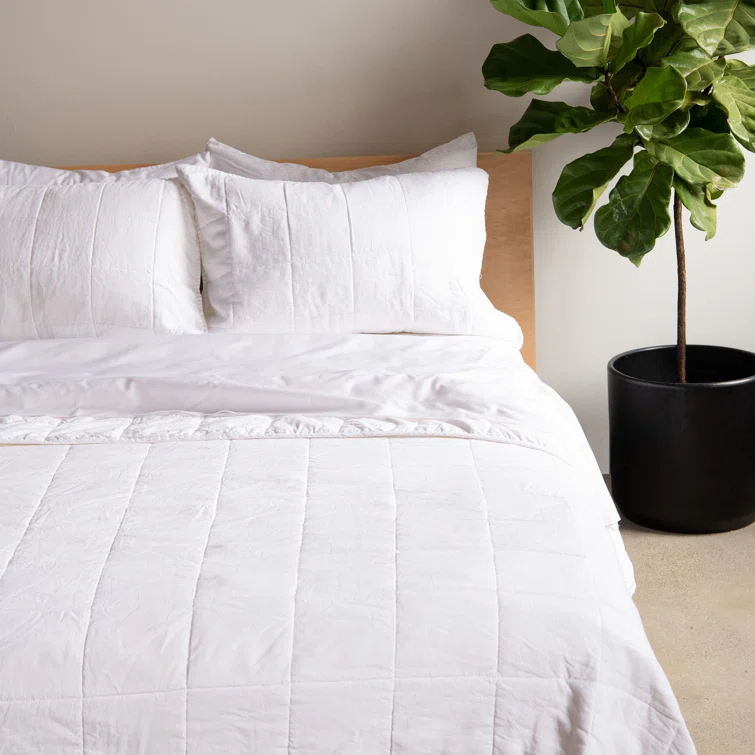French Linen Box Stitch Quilt & Sham Set