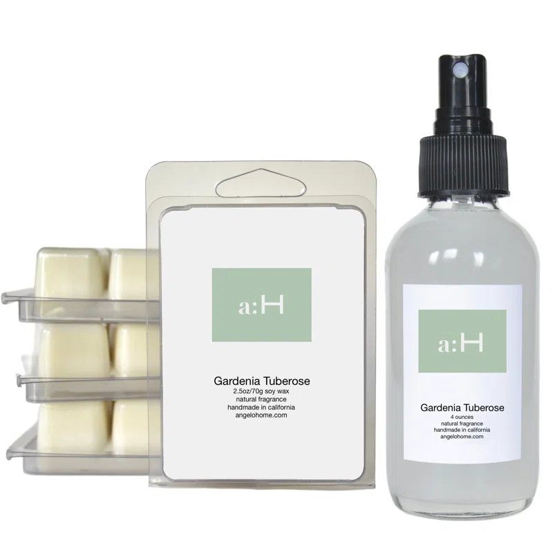 ANGELOHOME A:H Gardenia Tuberose Scented Flameless Wax Melts With Room Spray Candle