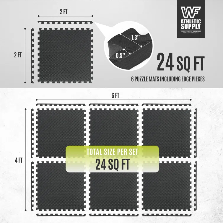 CAP CAP Interlocking Exercise Foam Mats, 24 SQ.FT Diamond, TATAMI, T-Pattern 1/2-Inch Thickness Tiles