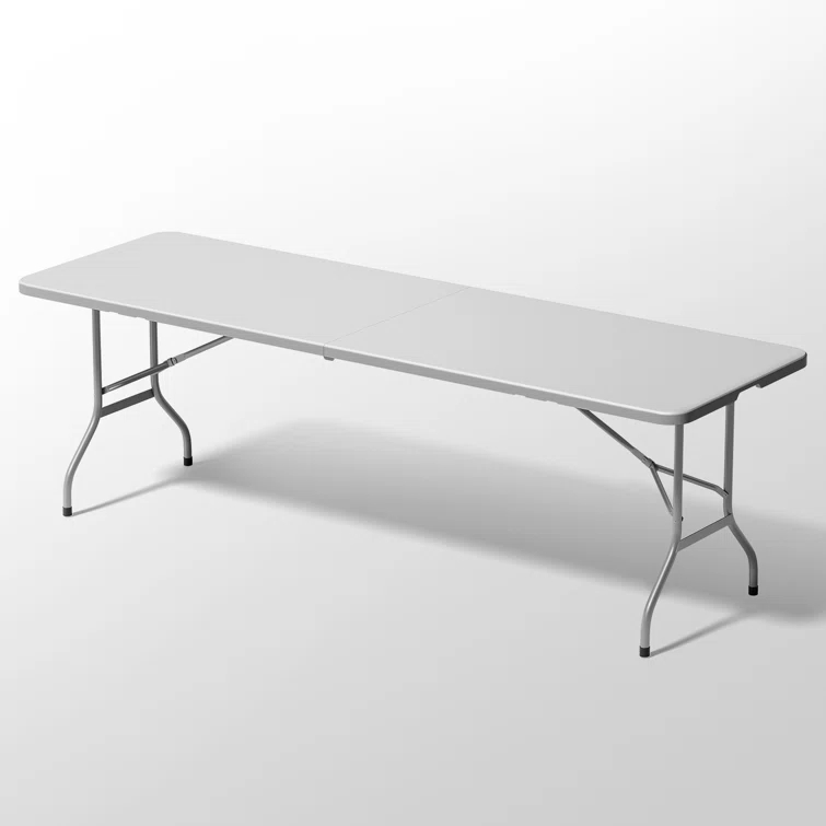 Bring Home Furniture 8Ft Heavy Duty Folding Table, Indoor Outdoor Portable Plastic Picnic Desk with Steel Legs and Handle