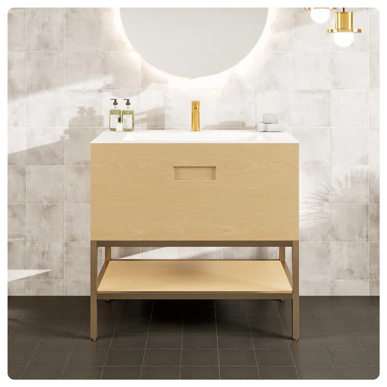 Eviva Lina 35'' Single Bathroom Vanity with Solid Surface Top