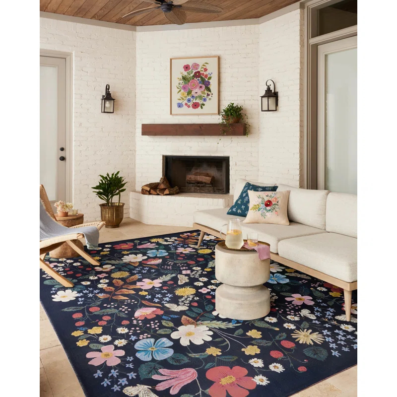Rifle Paper Co. x Loloi Perennial Black/Navy Indoor / Outdoor Area Rug