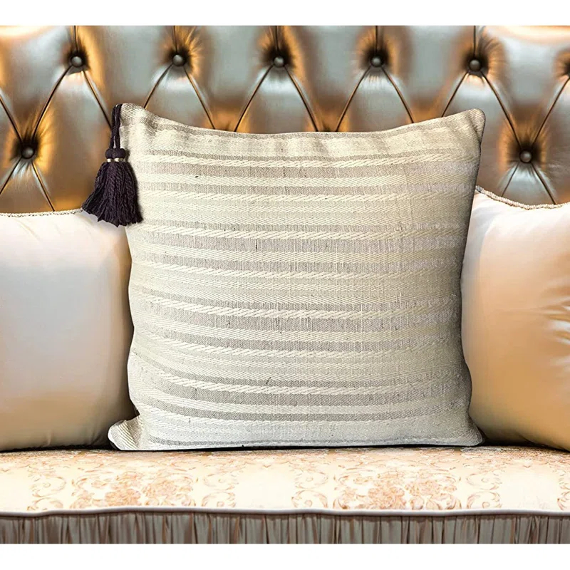 DecorShore Striped Jute / Sisal Pillow Cover