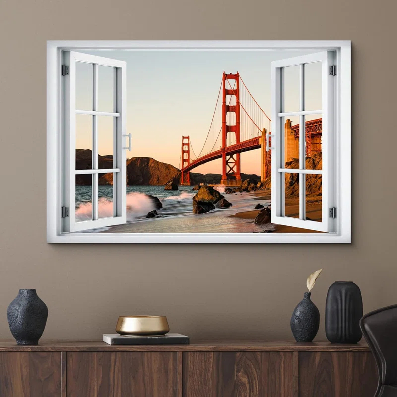 Window Scenery " Window View Landscape San Francisco Golden Gate Bridge Nature Wilderness "